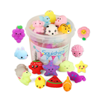 KINGYAO Mochi Squishy Toy Set - 24 Mini Kawaii Stress Relievers with Storage Box for Kids Party Favors & Easter Stuffers