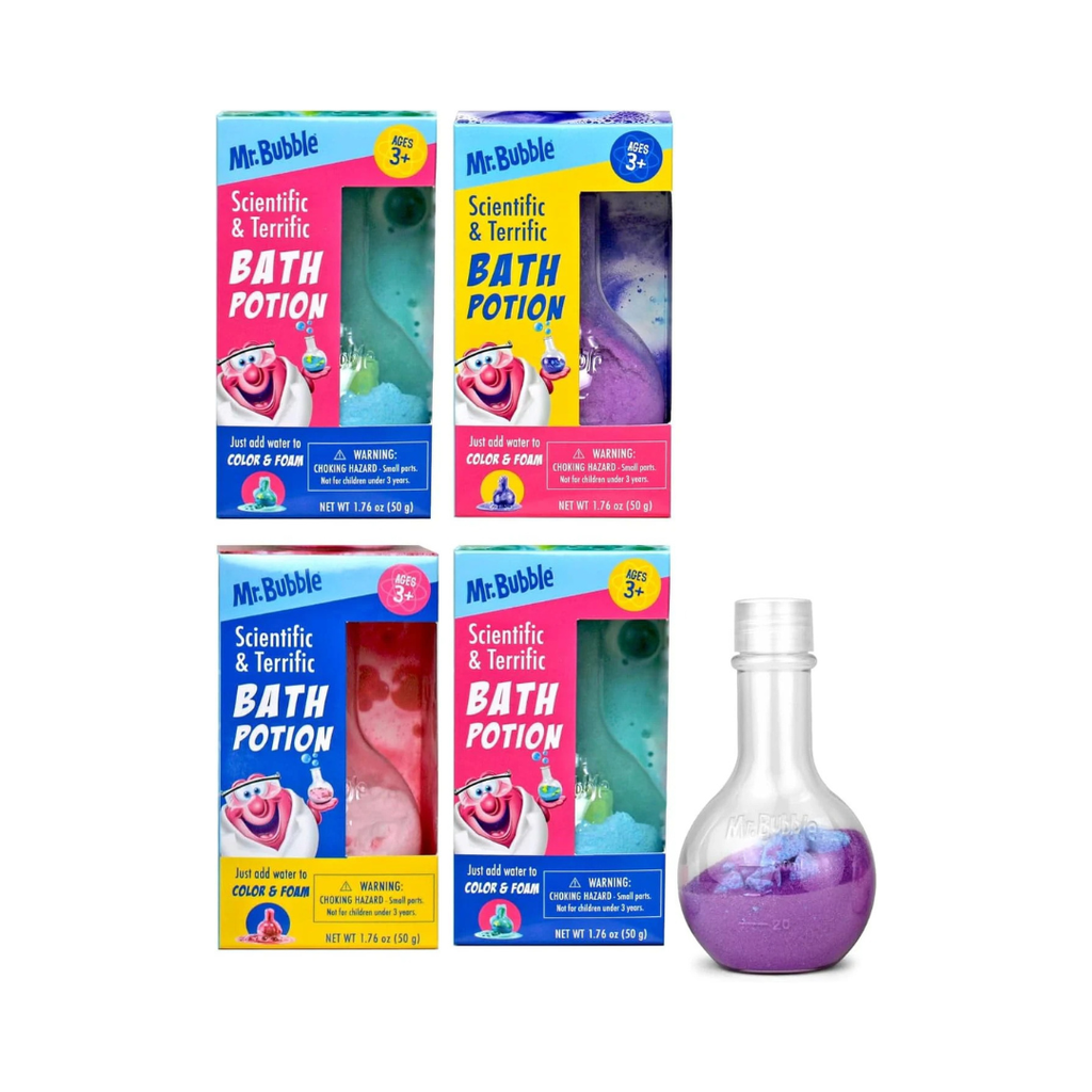 Mr. Bubble Bath Bomb Potions - Colorful Fizzy Fun & Foam Science Beakers (Pack of 4)