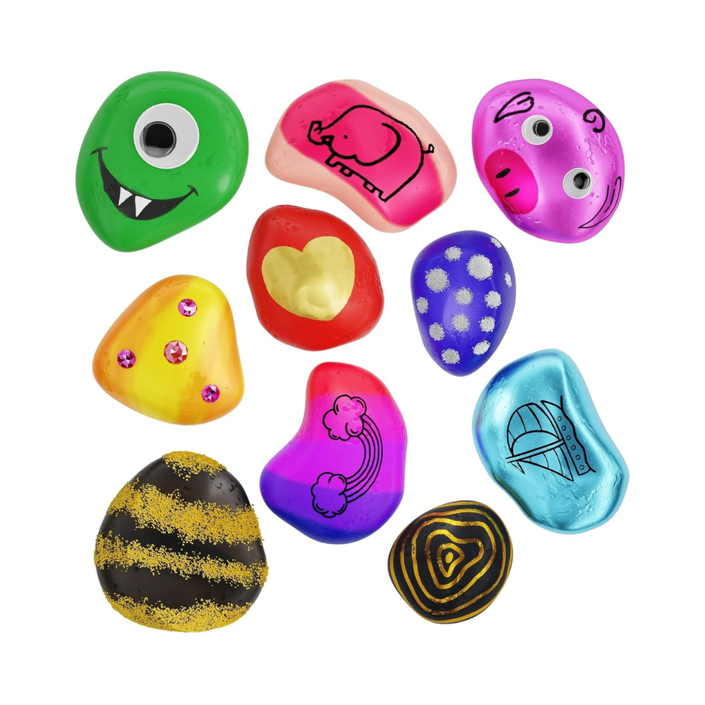 Dan&Darci Kids Rock Painting Kit - Unleash Creativity with 20 Vibrant Paints, Brushes & Stones!