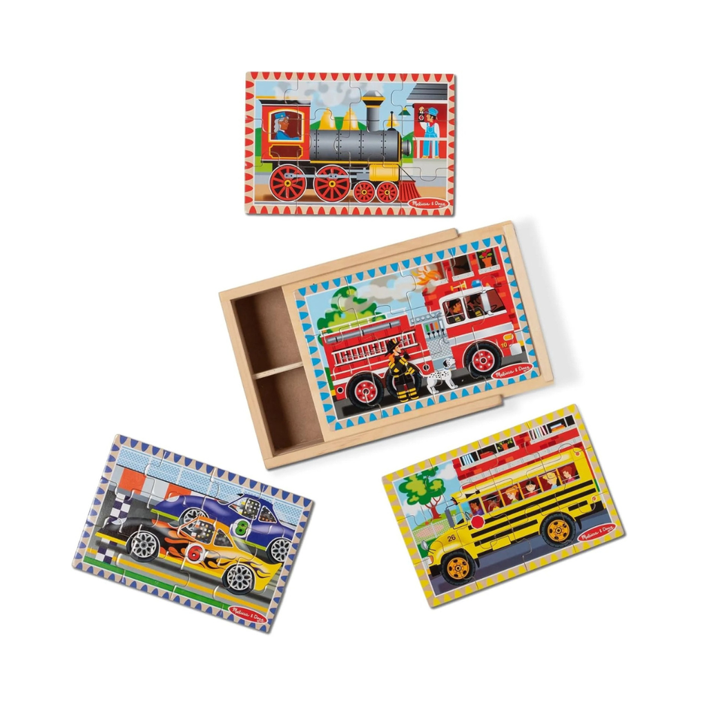 Melissa & Doug Dinosaur Jigsaw Puzzle Set - 4-in-1 Fun with 48 Pieces & Storage Box, Eco-Friendly Toy for Ages 3+