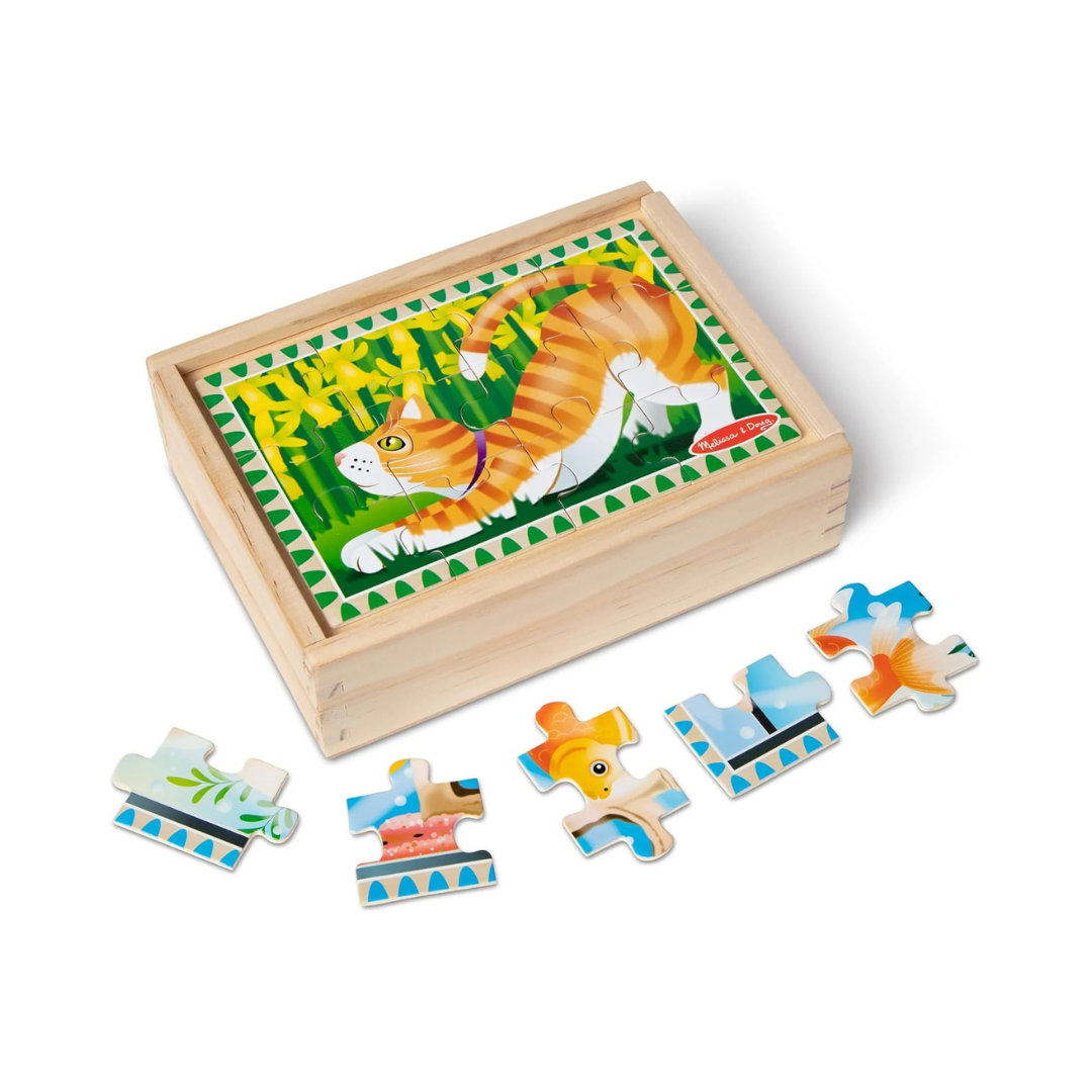 Melissa & Doug Dinosaur Jigsaw Puzzle Set - 4-in-1 Fun with 48 Pieces & Storage Box, Eco-Friendly Toy for Ages 3+