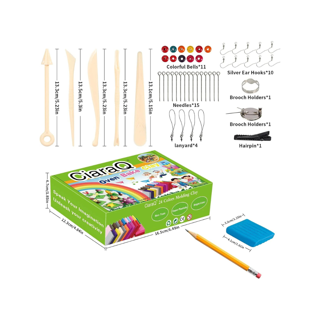 CiaraQ Polymer Clay Set - 24 Vibrant Colors with Sculpting Tools for Creative Kids & Artists, 1.2 lbs of Fun!