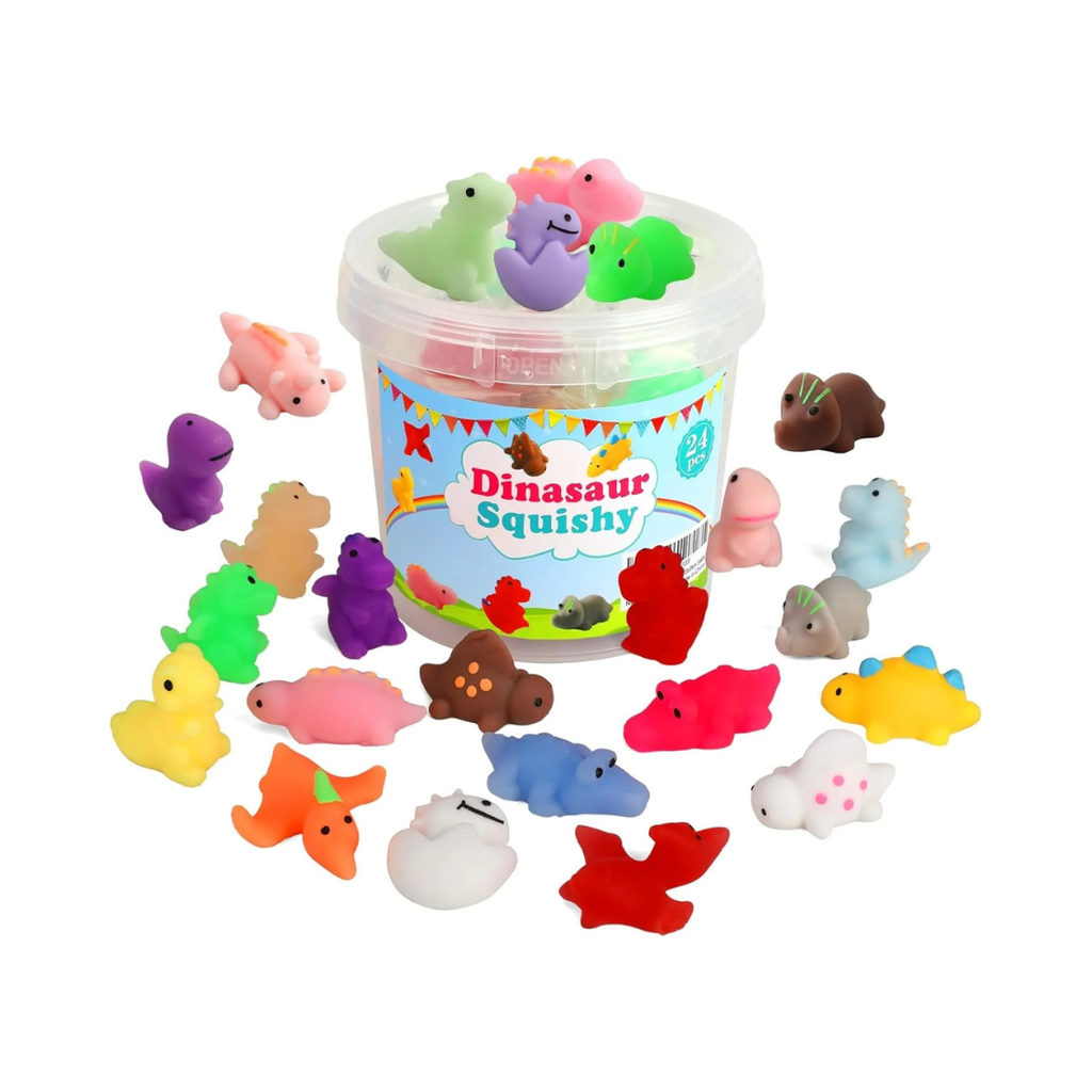 KINGYAO Mochi Squishy Toy Set - 24 Mini Kawaii Stress Relievers with Storage Box for Kids Party Favors & Easter Stuffers