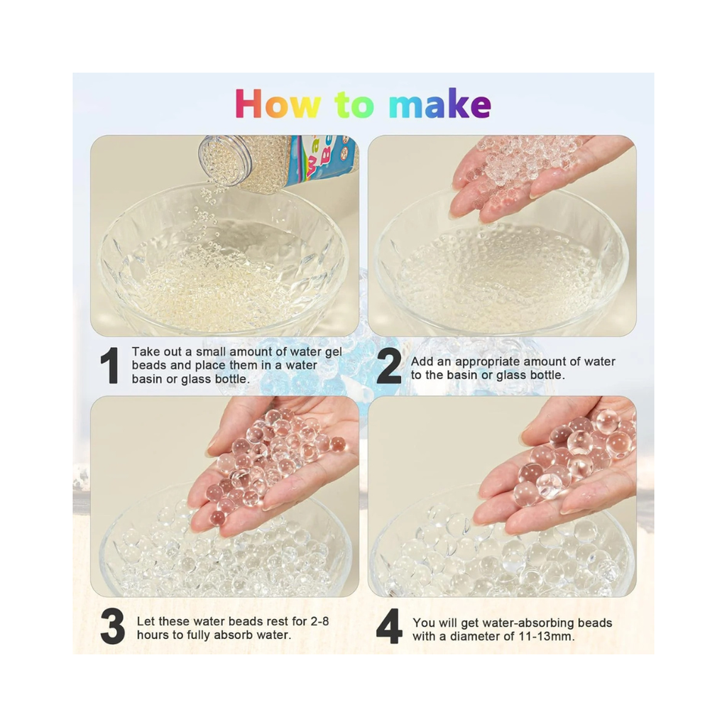 ZTML Clear Water Gel Beads - 16,000 Non-Toxic Vase Fillers for Stunning Floral Arrangements & Weddings