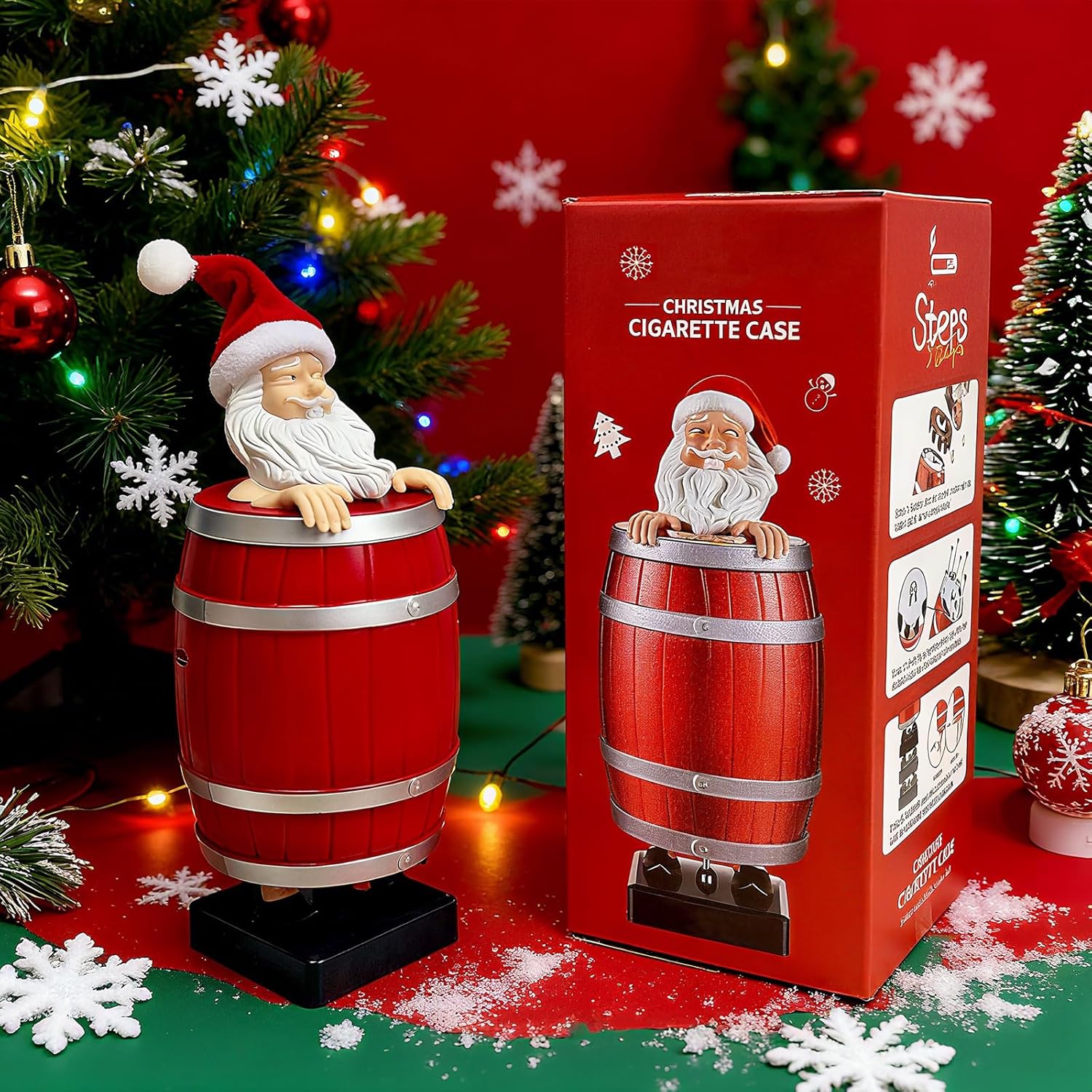 Funny Cigarette Dispenser Santa Clau,Prank Cigarette Holder Pop Up, for Christmas, White Elephant Game Gifts