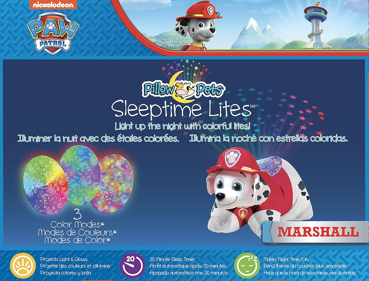 Pillow Pets Paw Patrol Marshall Sleeptime Lites 11" Stuffed Animal Plush Nightlight